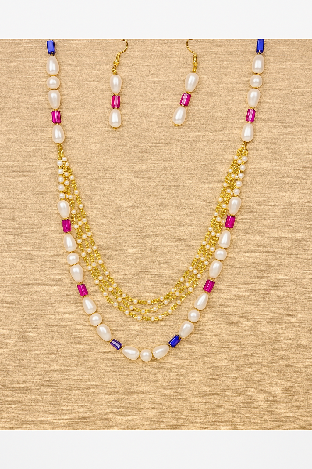 Regal Multicolor Pearl Layered Necklace Set