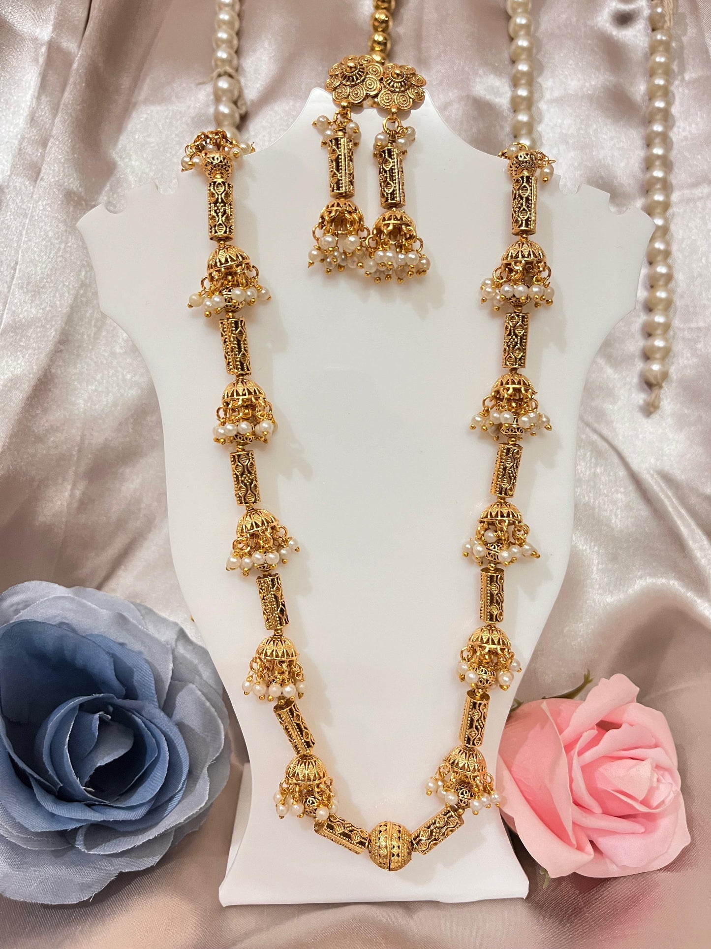 Traditional Long Jhumka Necklace Set
