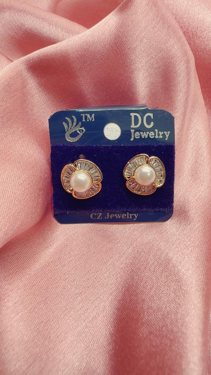 Pearl Blossom AD Stud Earrings
