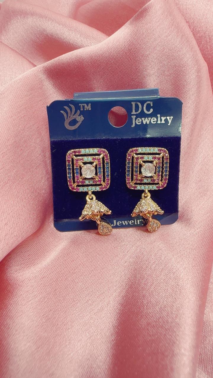 Kaleidoscope AD Square Drop Earrings