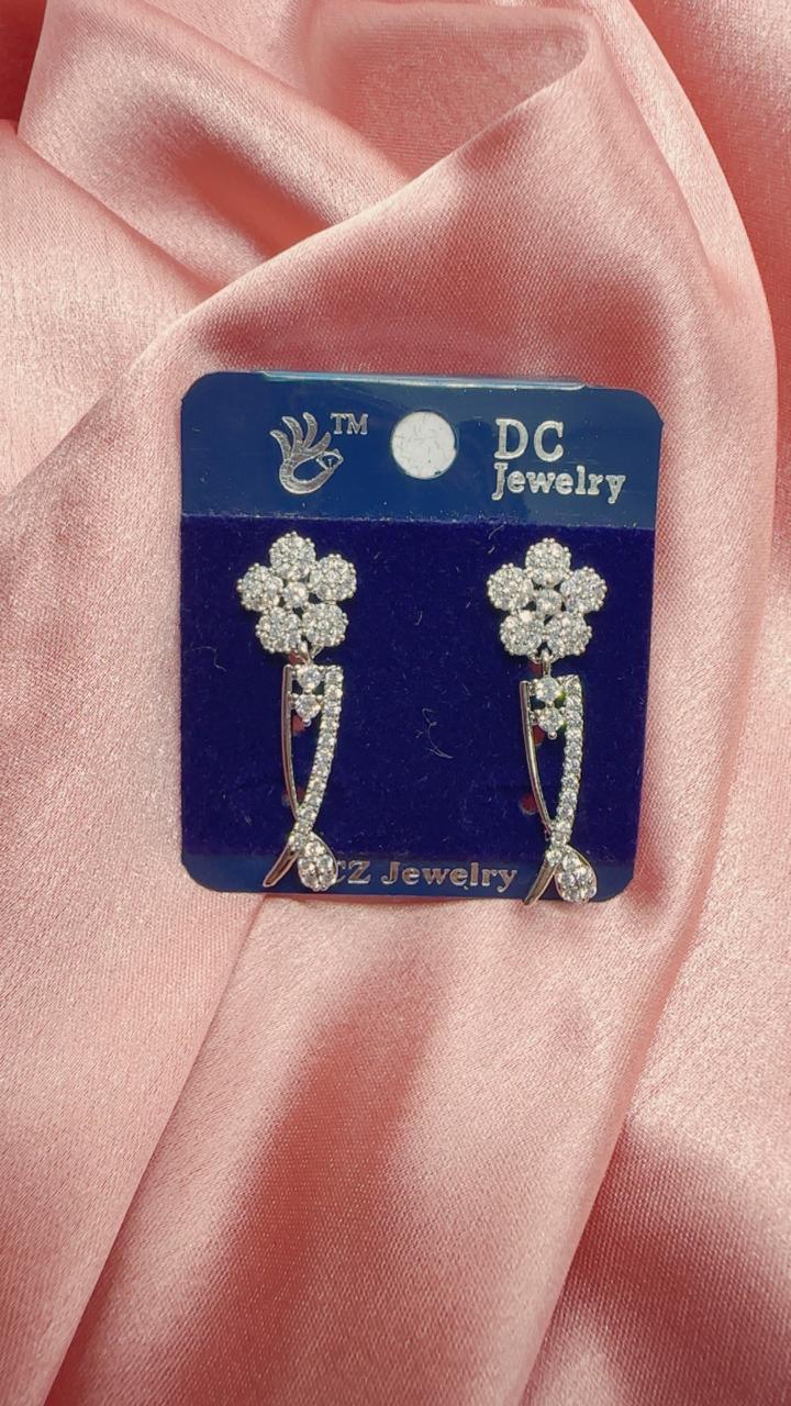 Modern Floral AD Curve Drop Earrings