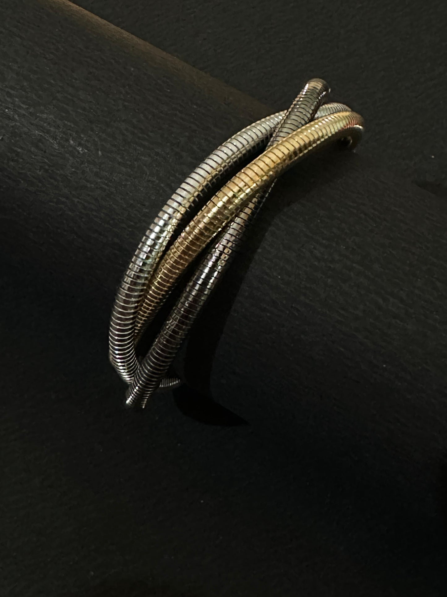 Tri-Tone Serpentine Coil Bracelet