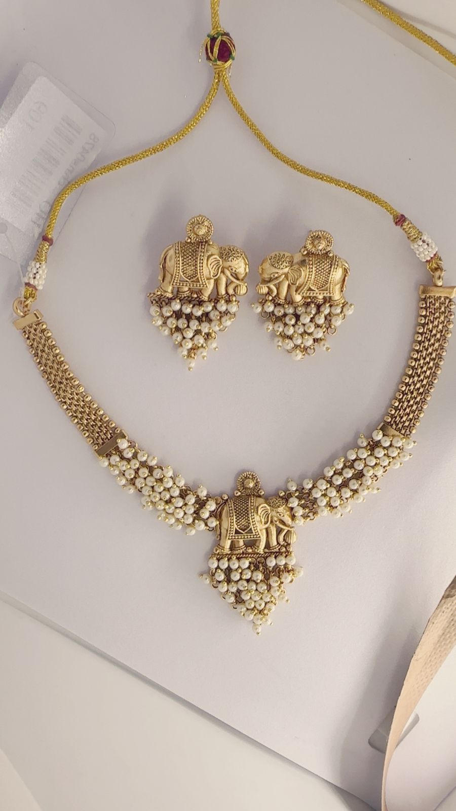 Royal Elephant Pearl Choker Set