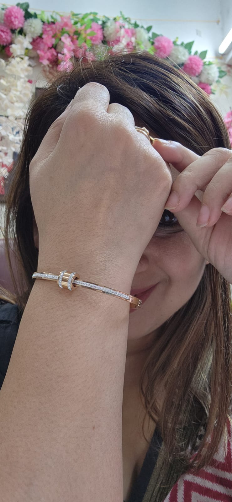 Gold & Crystal Slider Bangle