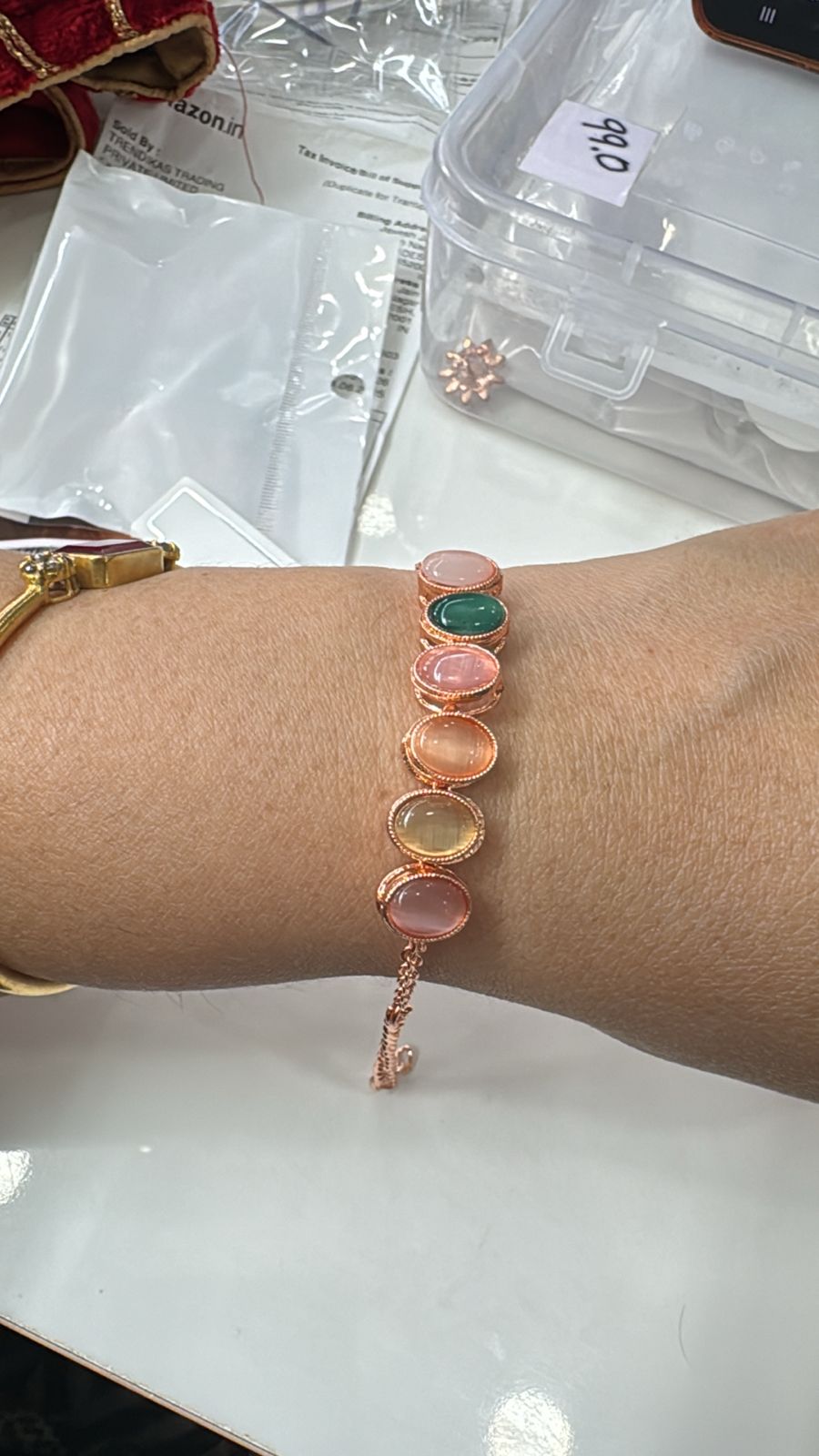 Modern Navratna Gemstone Bracelet