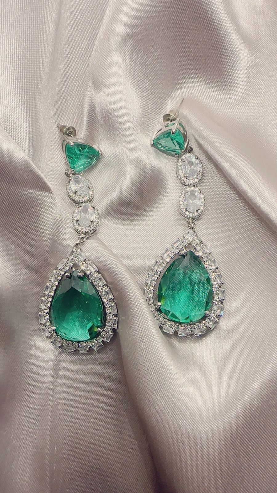 Dazzling Emerald & Crystal Waterfall Earrings