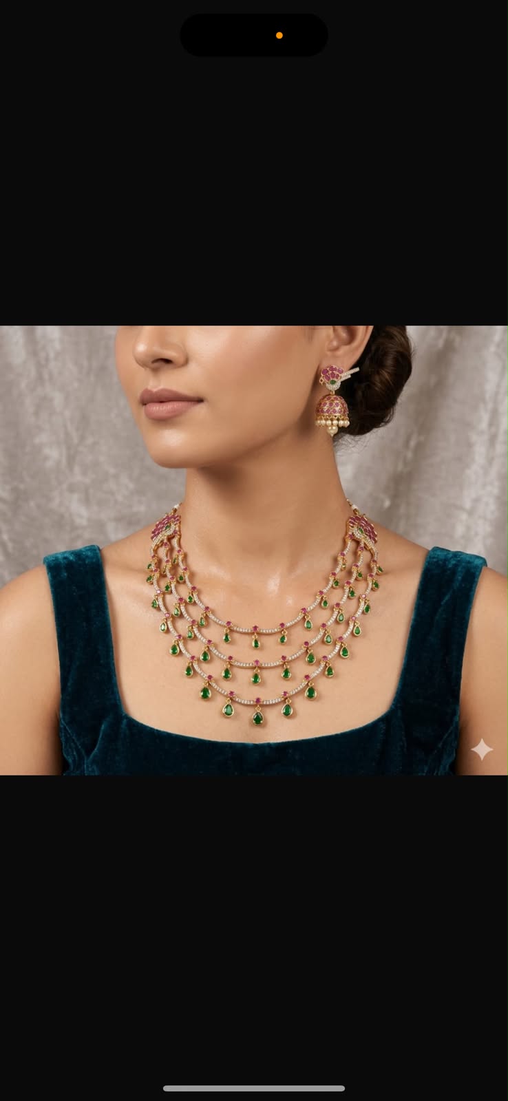 3 Line Diamond Set 0 With Red Green Stone | Classy Set