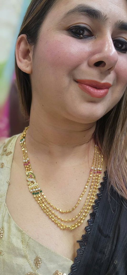 4 Layer Gold Replica Peacock Broch Chain - #0310-02