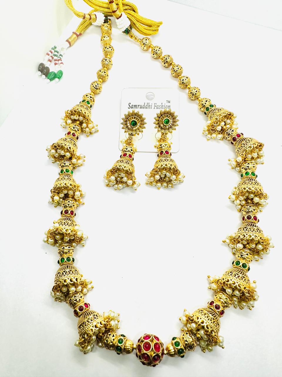 Royal Temple Jhumka Necklace Set