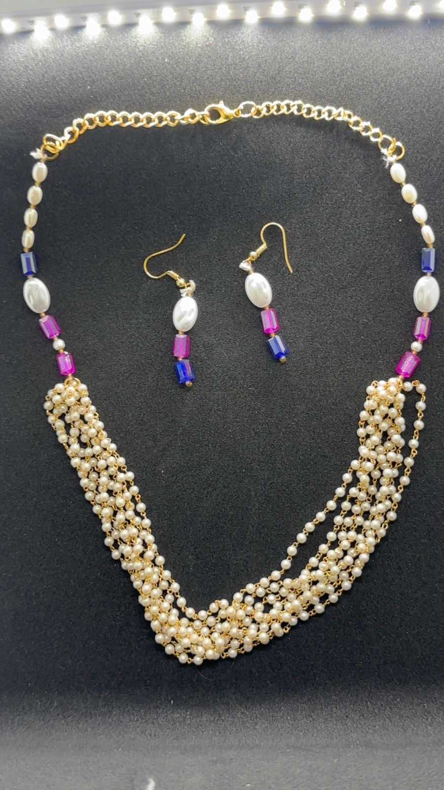 Multi-Strand Pearl & Jewel Cascade Set
