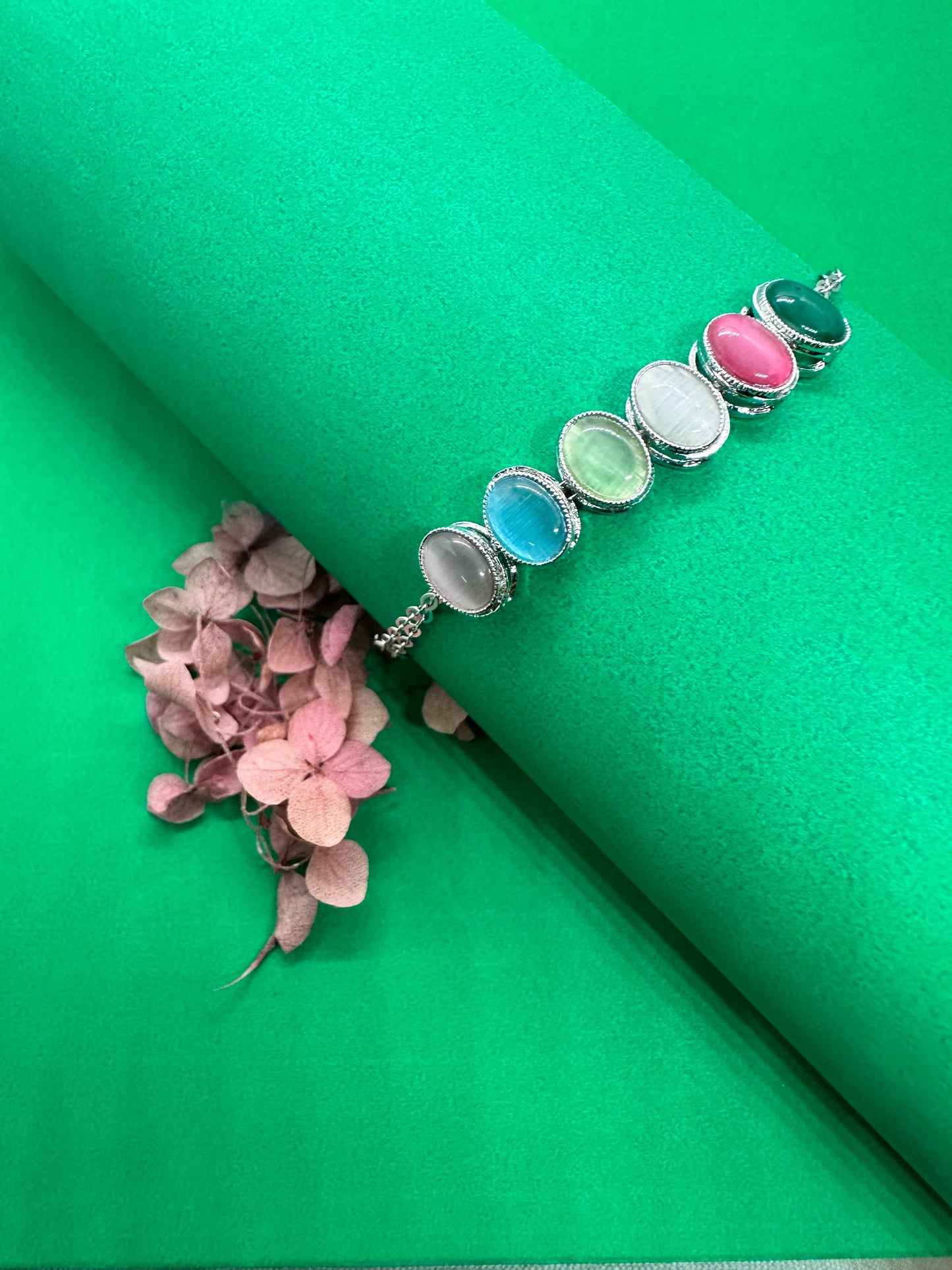 Modern Navratna Gemstone Bracelet