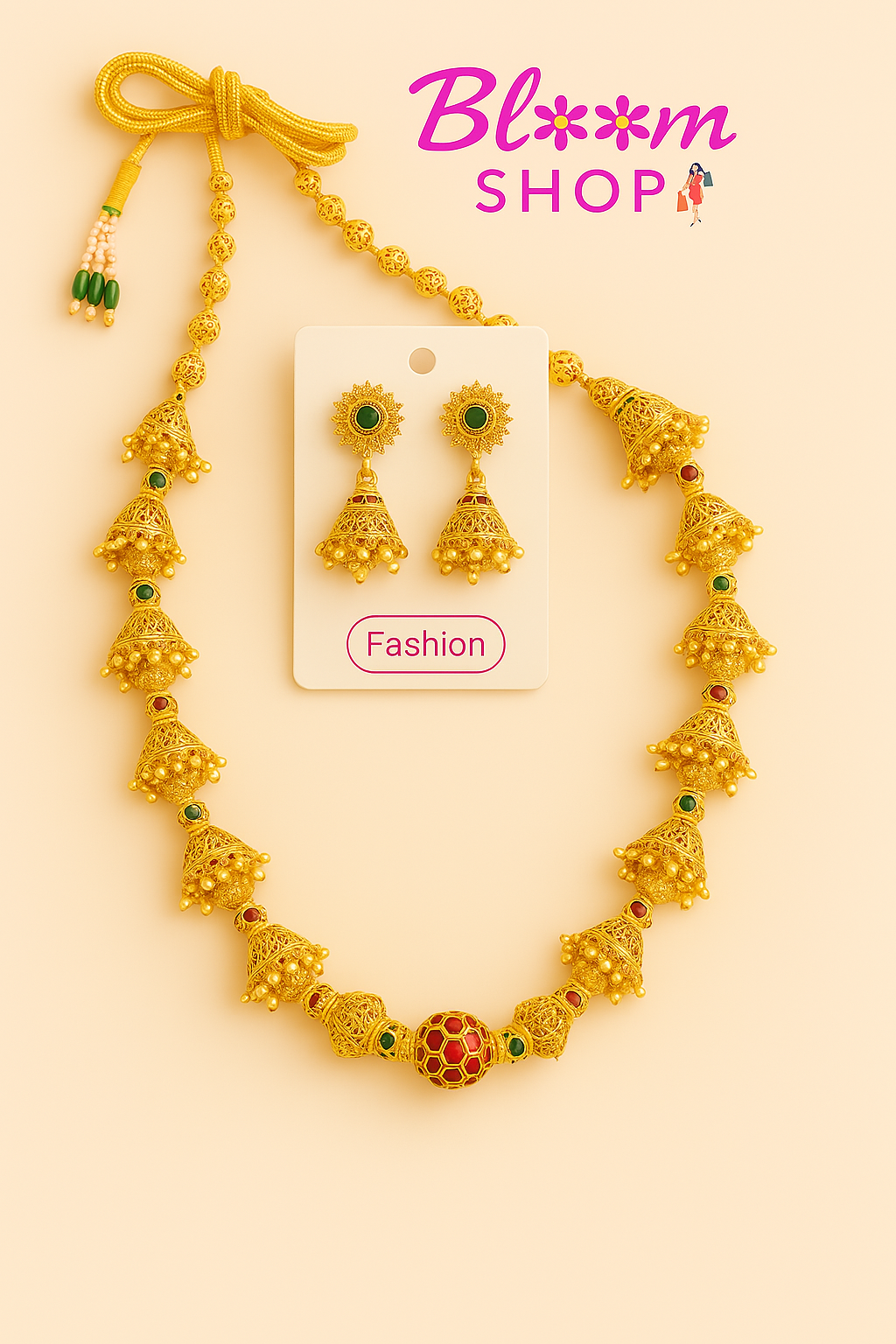 Royal Temple Jhumka Necklace Set