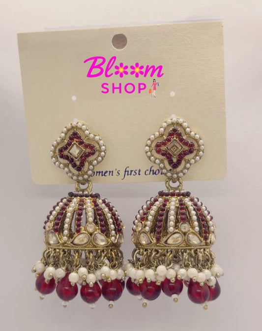 Traditional Kundan Pearl Jhumkas – Multiple Colors