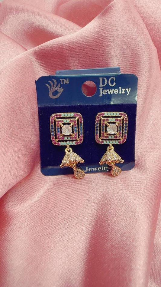 Kaleidoscope AD Square Drop Earrings