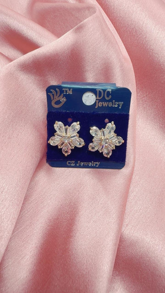 Floral Sparkle AD Stud Earrings