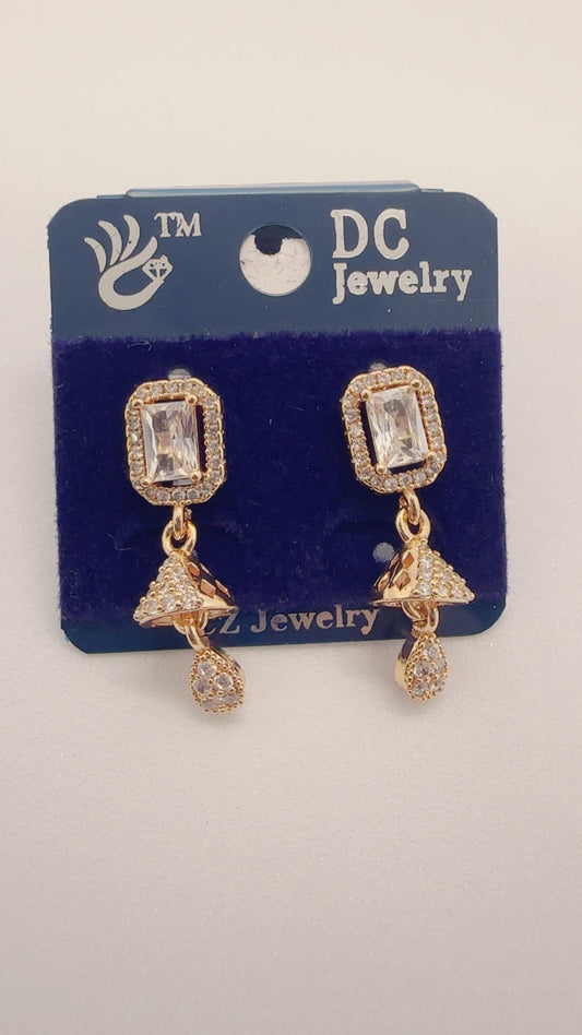 Dazzling Rectangle AD Jhumki Drop Earrings