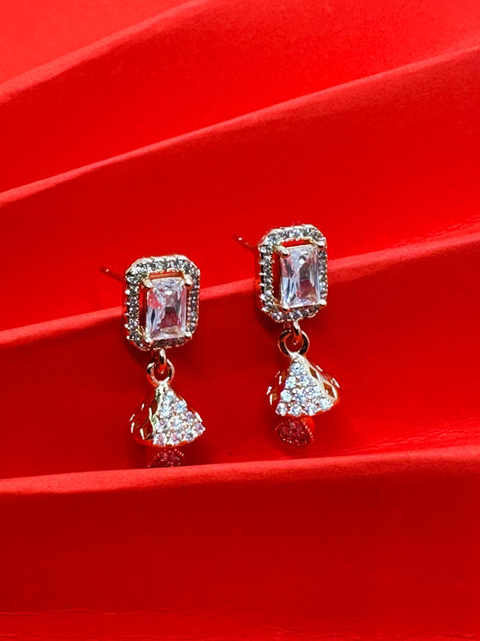 Dazzling Rectangle AD Jhumki Drop Earrings