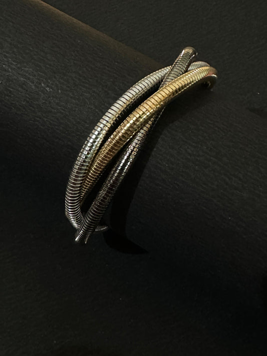 Tri-Tone Serpentine Coil Bracelet