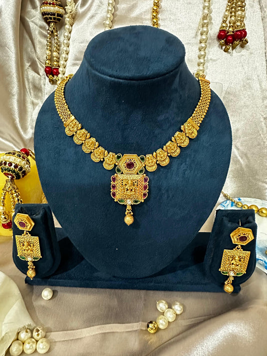 Temple Elegance Gold-Plated Necklace Set