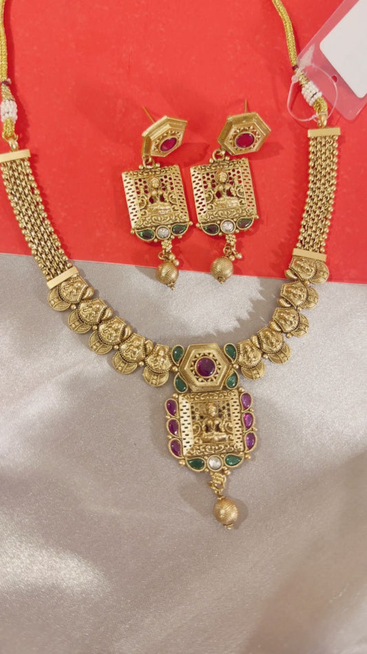 Temple Elegance Gold-Plated Necklace Set
