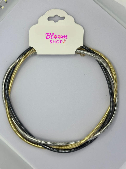 Tri-Tone Coil Statement Necklace