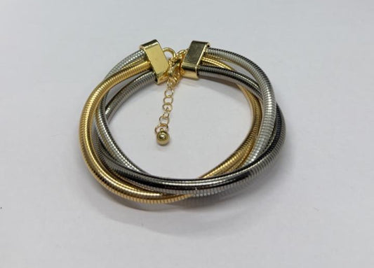 Tri-Tone Serpentine Coil Bracelet