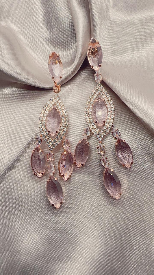 Rose Quartz Radiance Chandelier Earrings