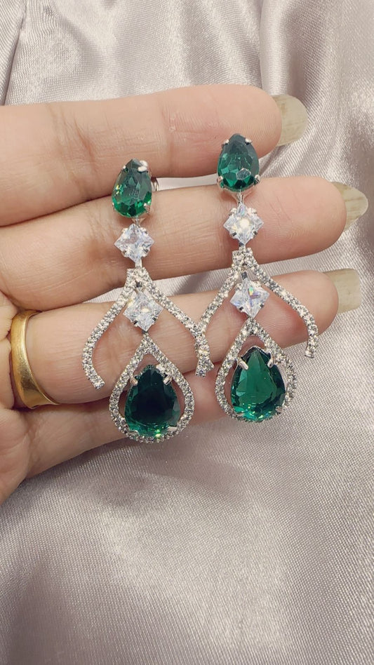 Regal Emerald & Diamond Drop Earrings