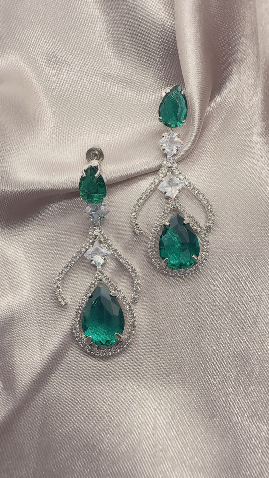 Regal Emerald & Diamond Drop Earrings