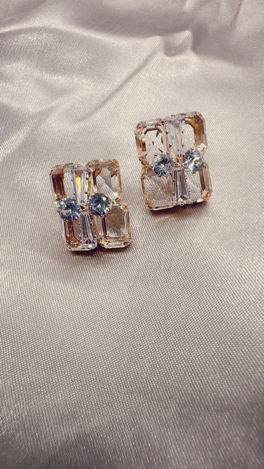 Elegant Crystal Box Stud Earrings
