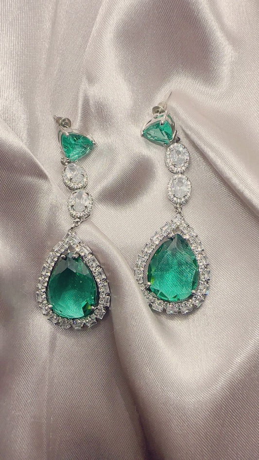 Dazzling Emerald & Crystal Waterfall Earrings