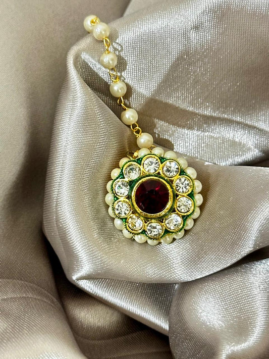 Traditional Kundan & Pearl Maang Tikka