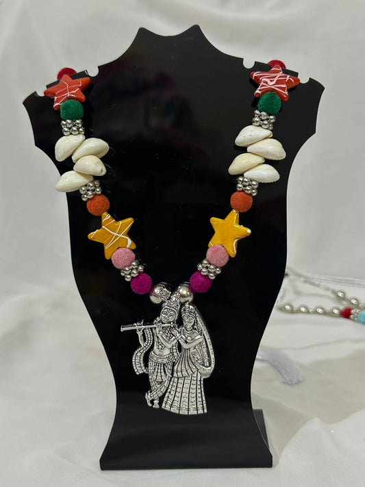 Quirky Oxidized Radha Krishna Necklace