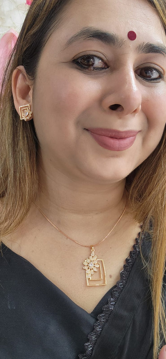 J3 - Floral Rectangle Pandant Set