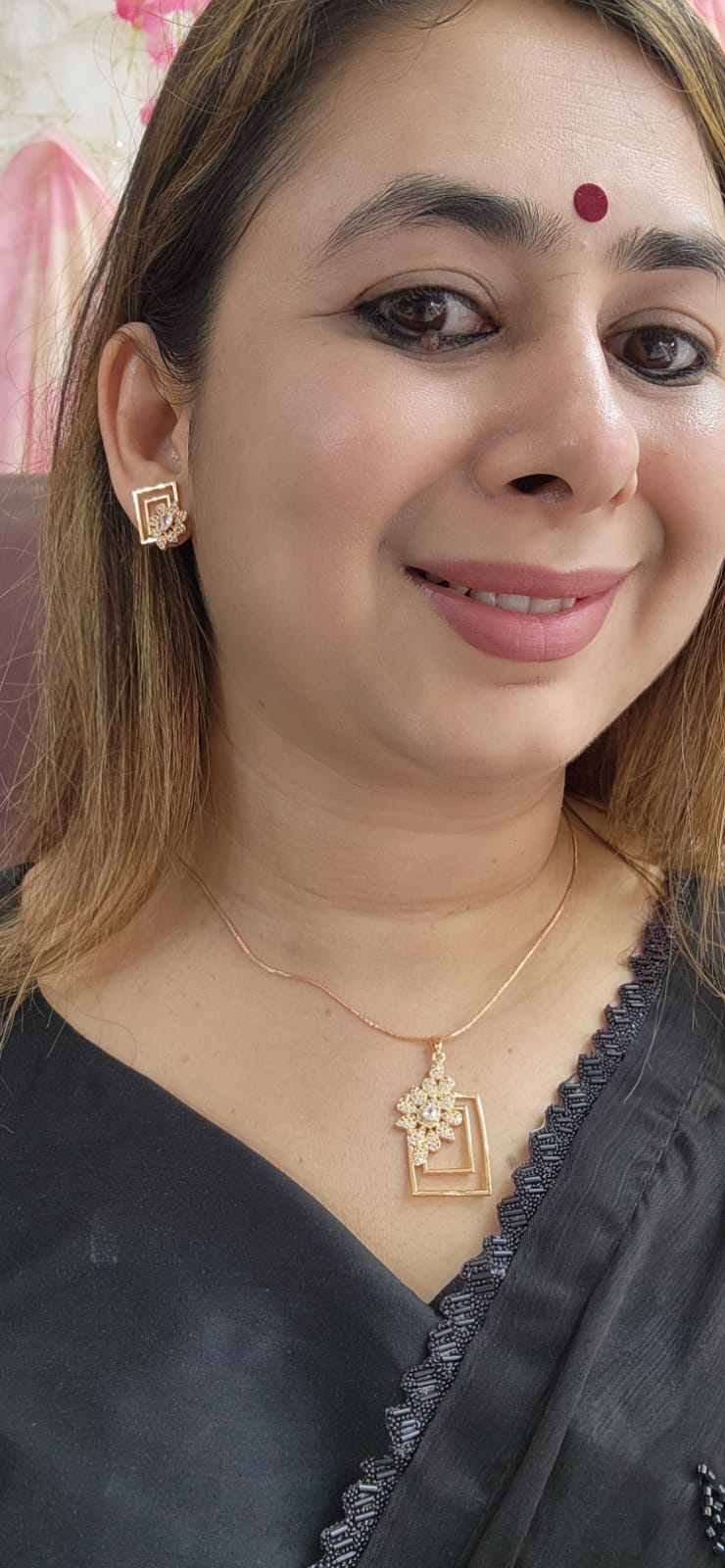 J3 - Floral Rectangle Pandant Set