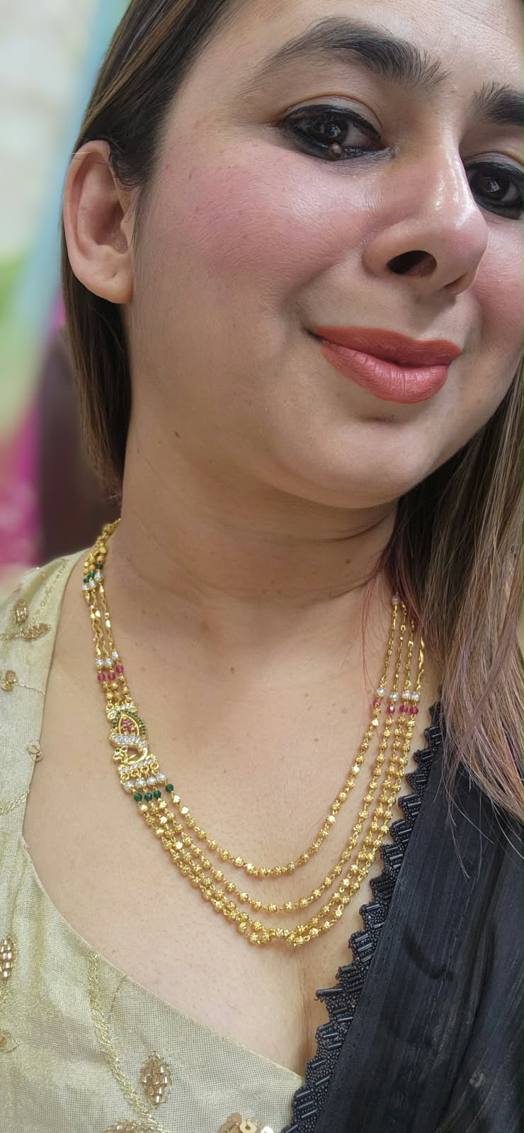4 Layer Gold Replica Peacock Broch Chain - #0310-02
