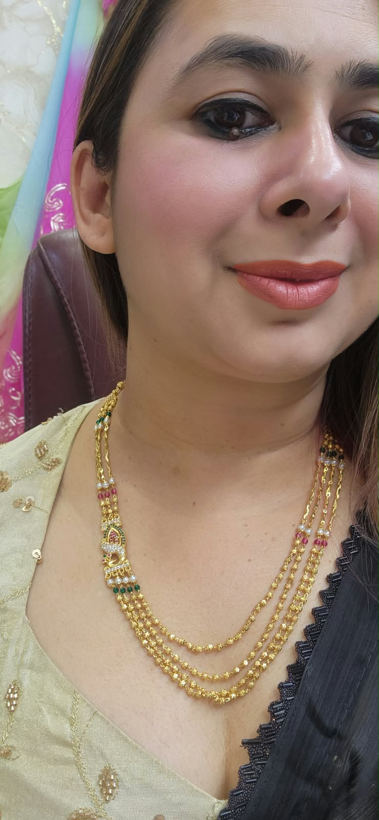 4 Layer Gold Replica Peacock Broch Chain - #0310-02