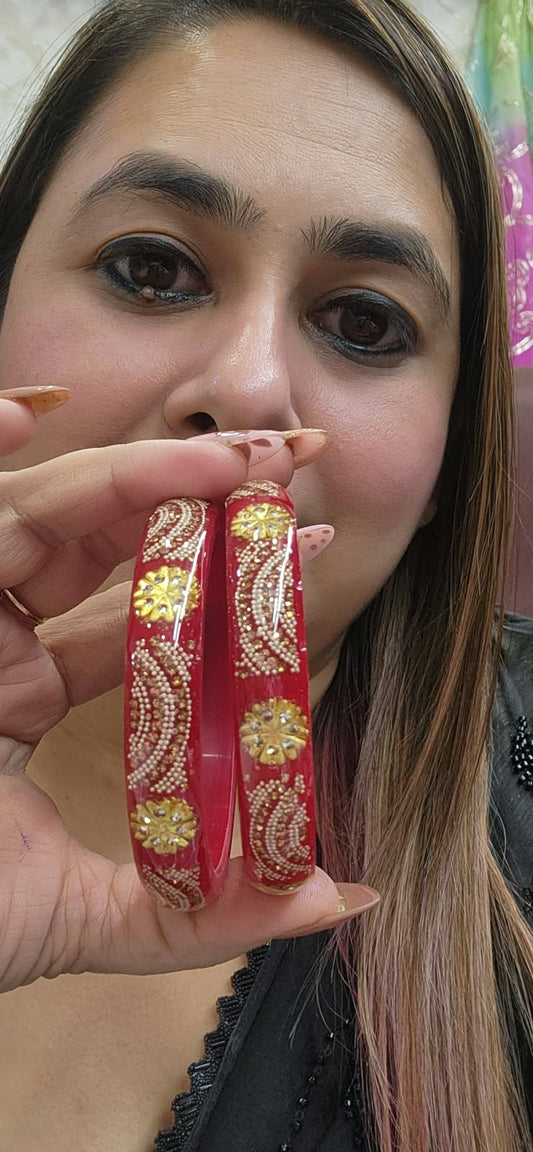 Red KarwaChauth Special Bangles Design 4 - #0310-09