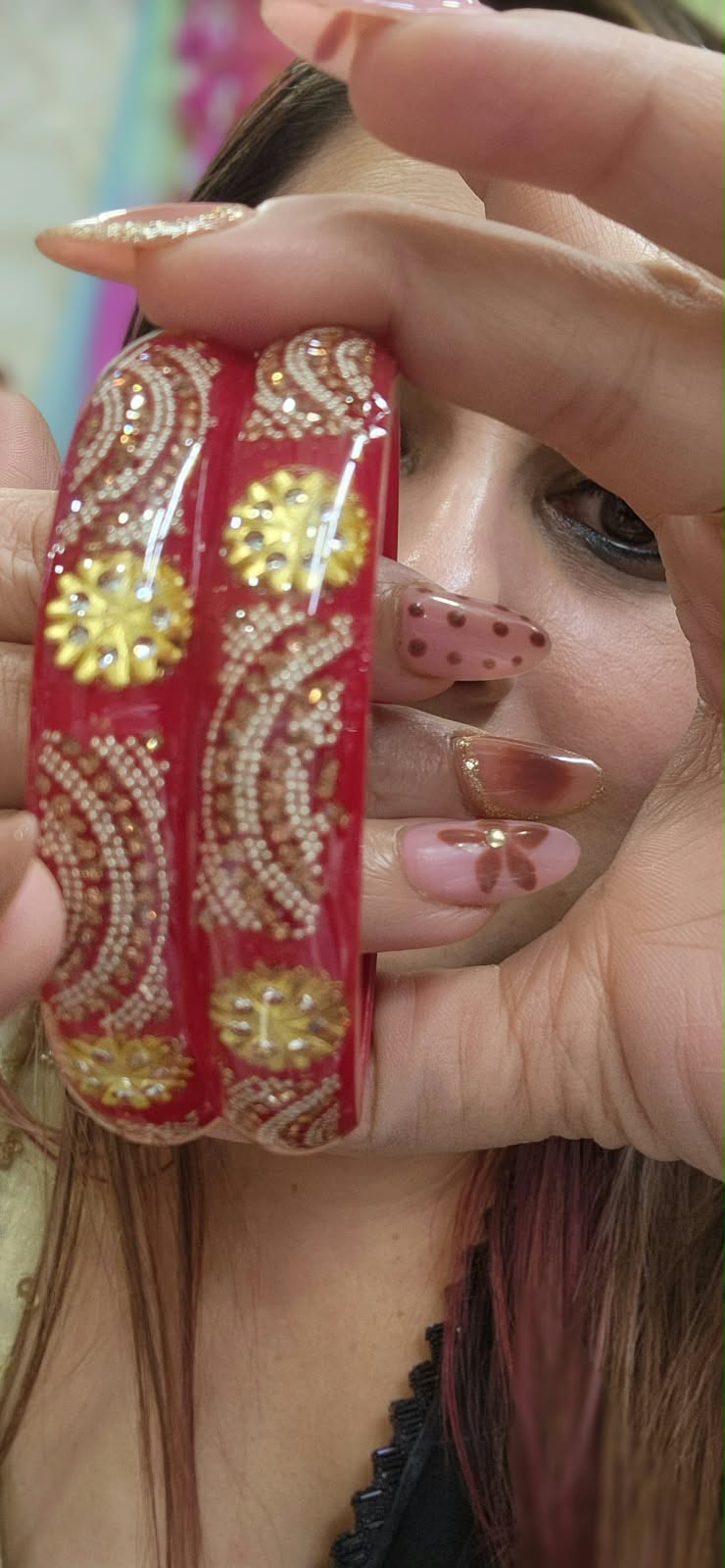 Red KarwaChauth Special Bangles Design 4 - #0310-09