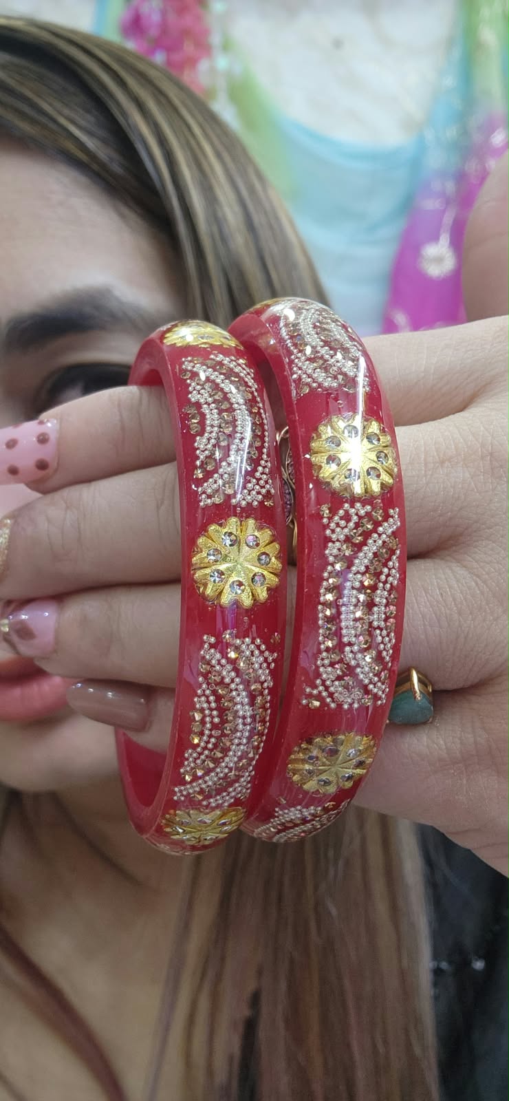 Red KarwaChauth Special Bangles Design 4 - #0310-09
