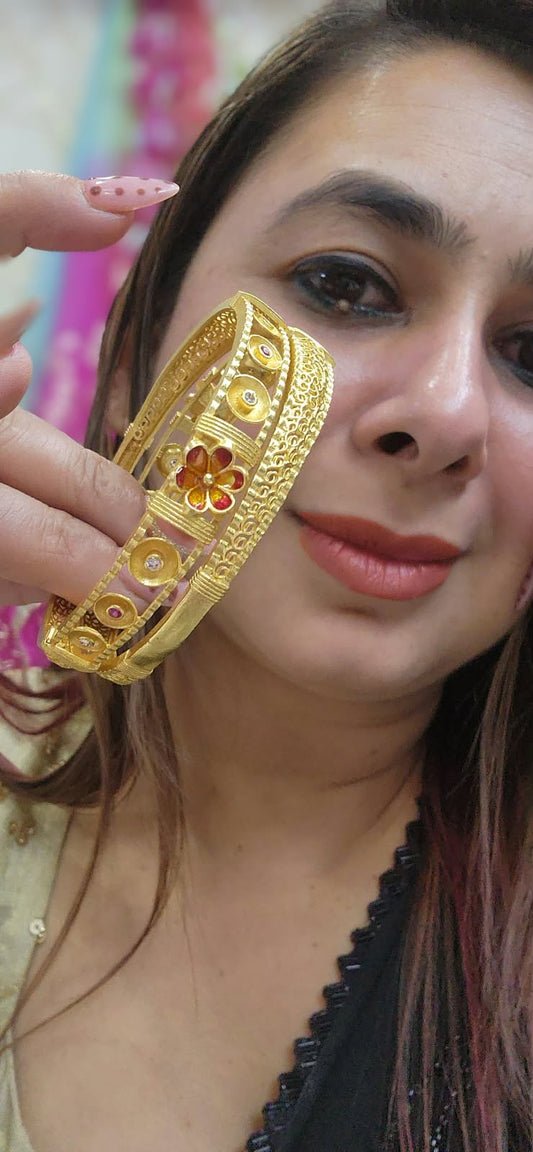 Kada gold look 3d bangles | Bangle Desing 6 - #0310-12