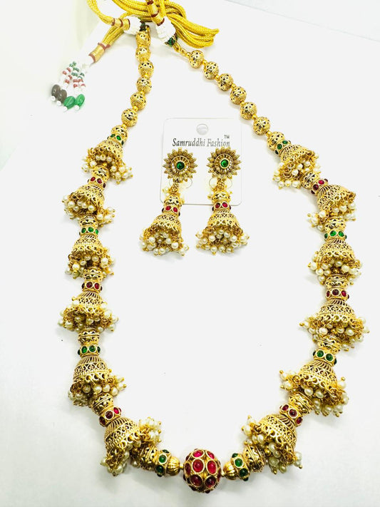 Royal Temple Jhumka Necklace Set