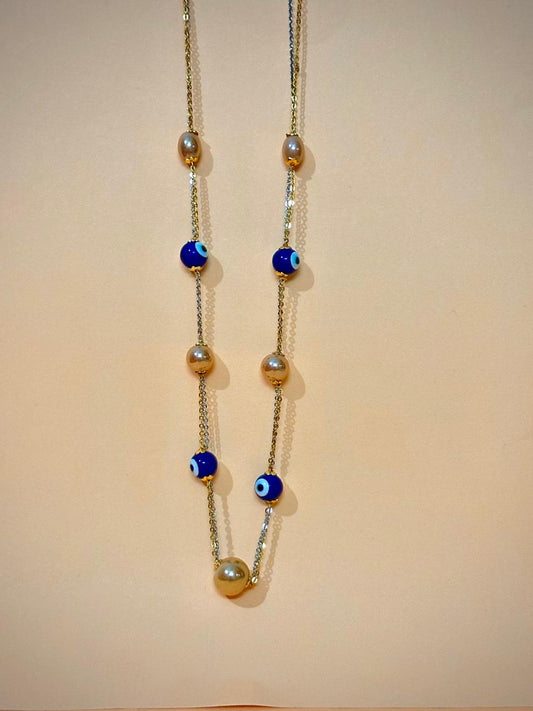 Multi-Charm Evil Eye & Bead Necklace