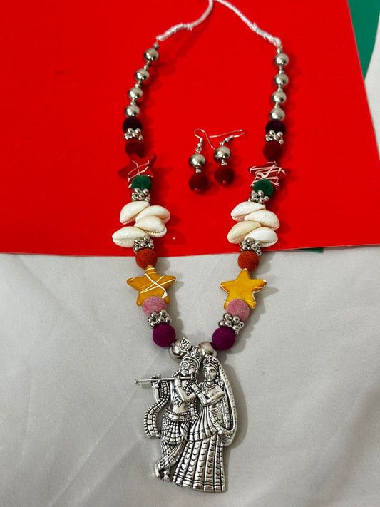 Quirky Oxidized Radha Krishna Necklace