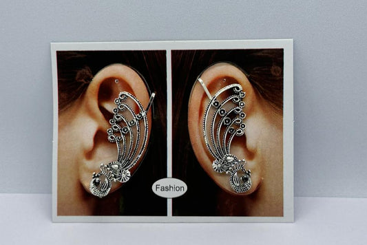 Elegant Oxidised Peacock Ear Cuff
